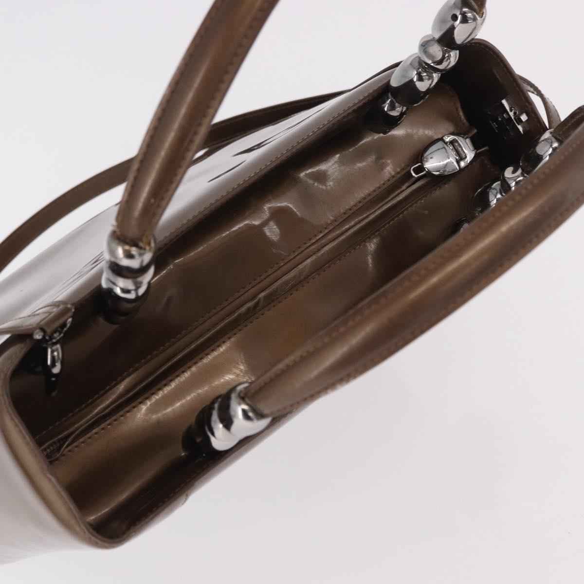 Christian Dior Maris Pearl Bag Patent Leather 2way Bronze Silver Auth bs35429 - Jerrillo image 6