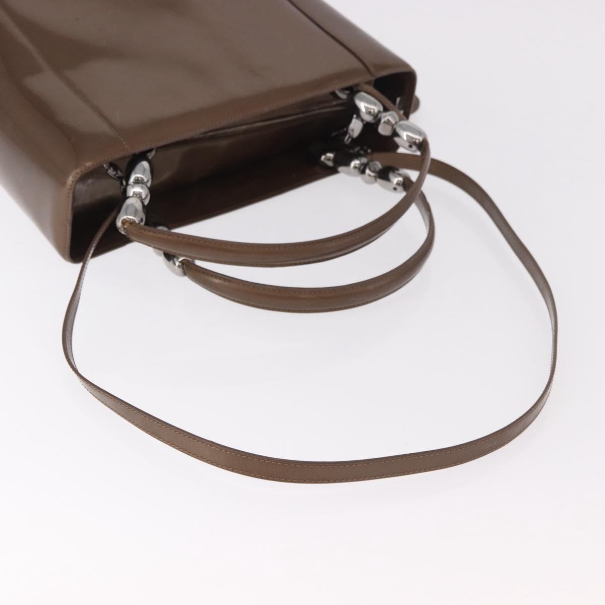 Christian Dior Maris Pearl Bag Patent Leather 2way Bronze Silver Auth bs35429 - Jerrillo image 9