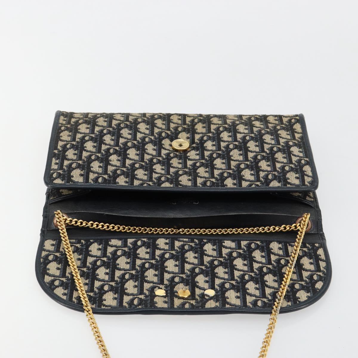 Christian Dior Trotter Canvas Chain Shoulder Bag Navy Gold Auth bs35490 - Jerrillo image 10
