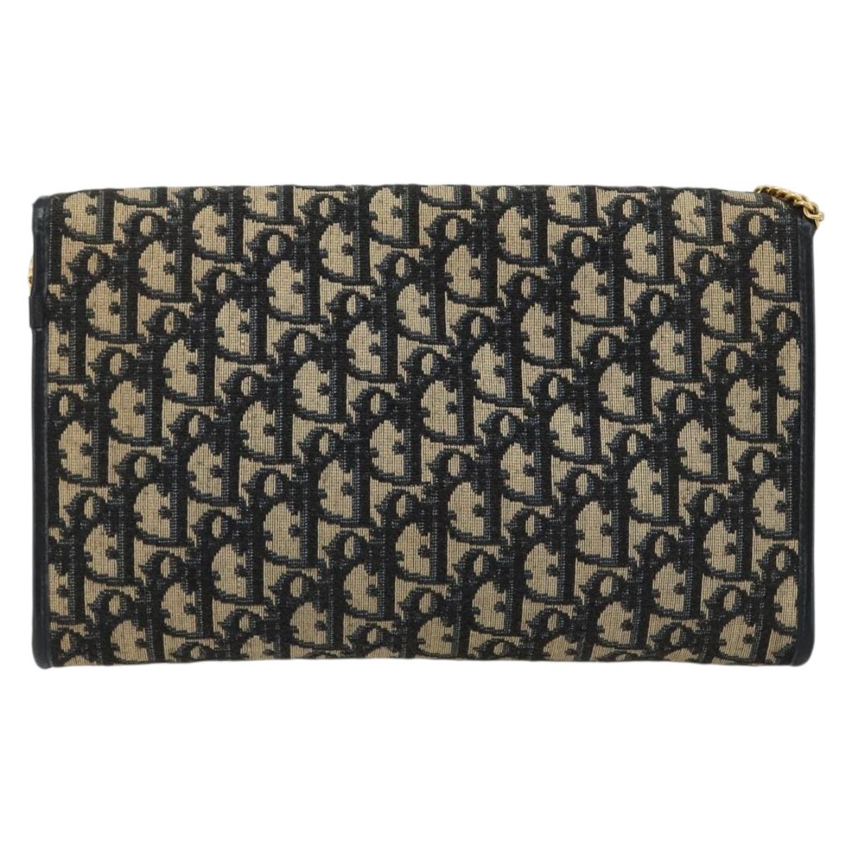 Christian Dior Trotter Canvas Chain Shoulder Bag Navy Gold Auth bs35490 - Jerrillo image 2