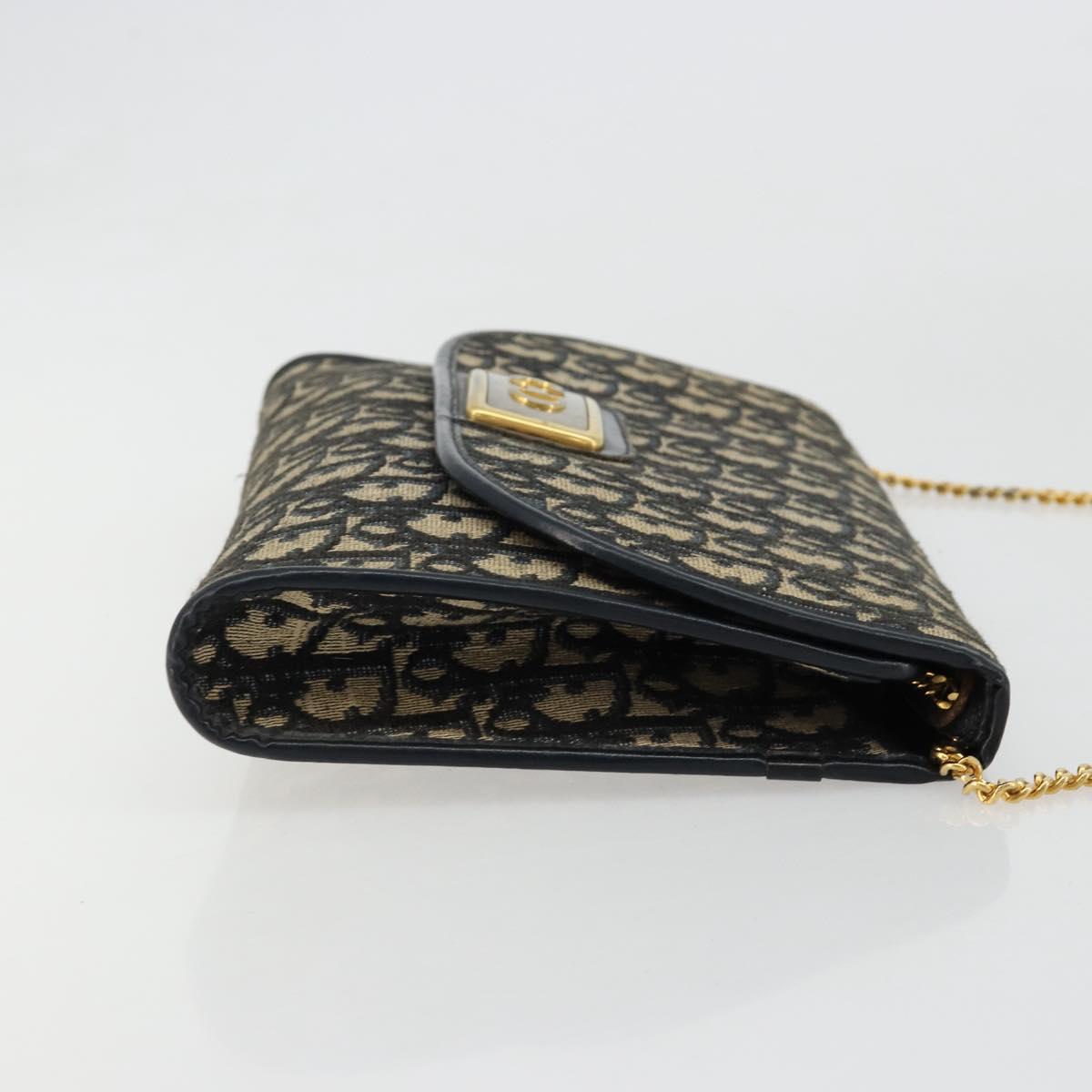 Christian Dior Trotter Canvas Chain Shoulder Bag Navy Gold Auth bs35490 - Jerrillo image 3