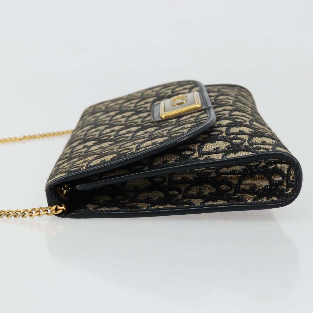 Christian Dior Trotter Canvas Chain Shoulder Bag Navy Gold Auth bs35490 - Jerrillo image 4
