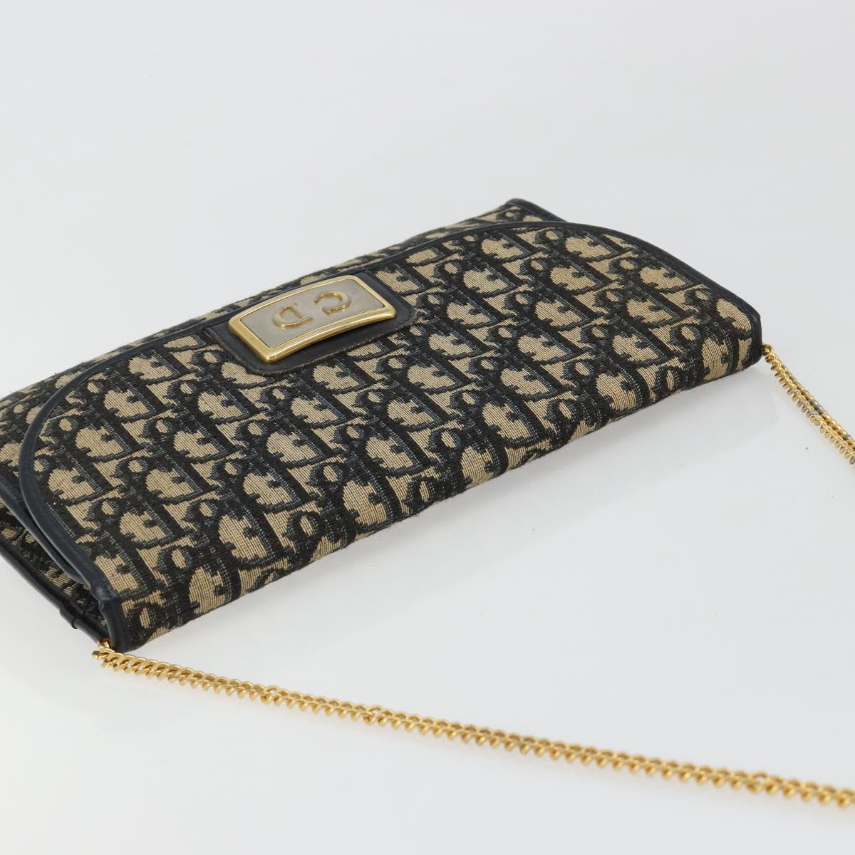 Christian Dior Trotter Canvas Chain Shoulder Bag Navy Gold Auth bs35490 - Jerrillo image 6