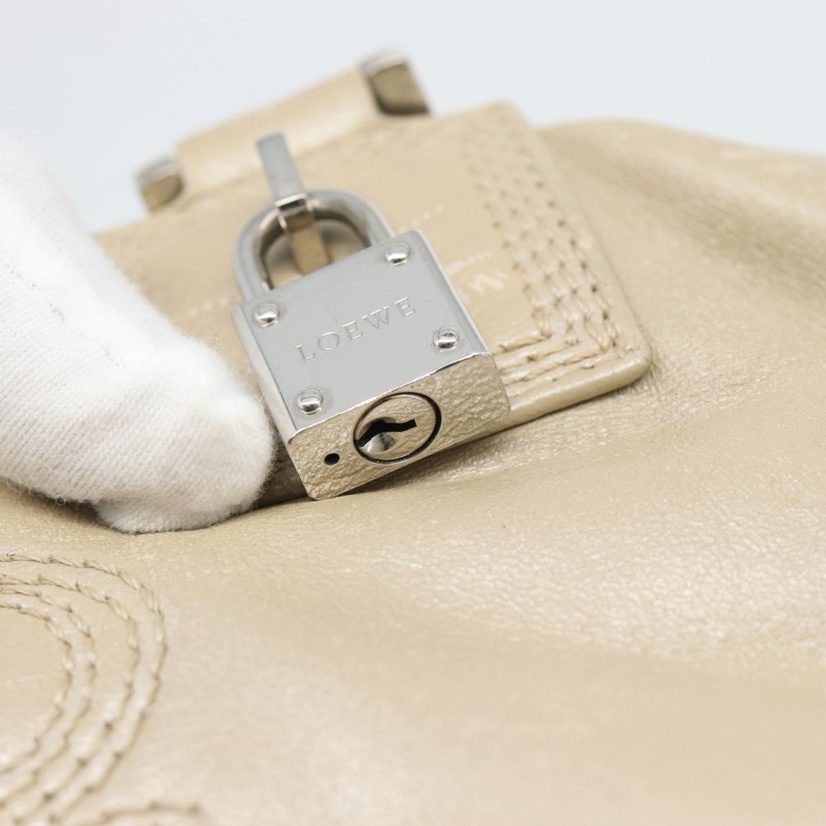 LOEWE Anagram Hand Bag Leather Beige Silver Auth bs35492 - Jerrillo image 10