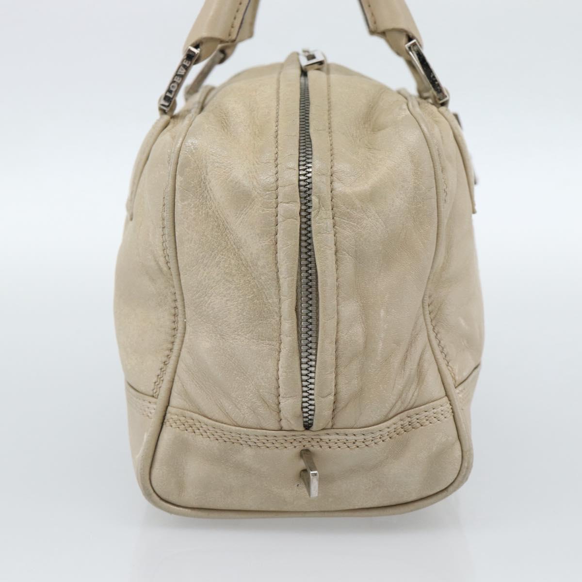 LOEWE Anagram Hand Bag Leather Beige Silver Auth bs35492 - Jerrillo image 3