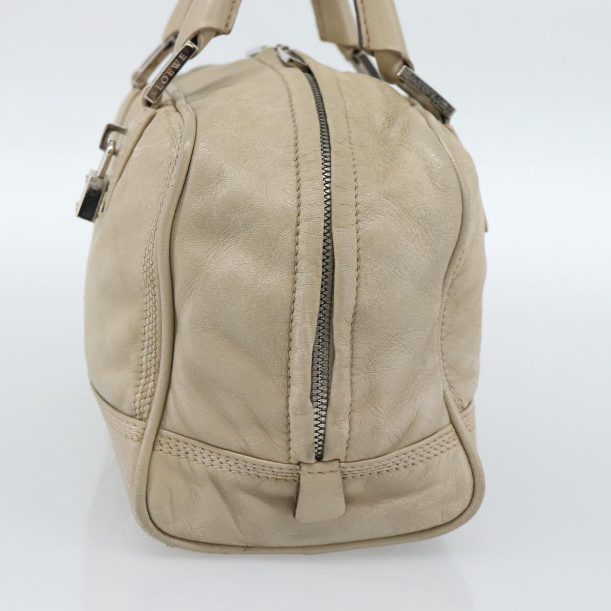 LOEWE Anagram Hand Bag Leather Beige Silver Auth bs35492 - Jerrillo image 4