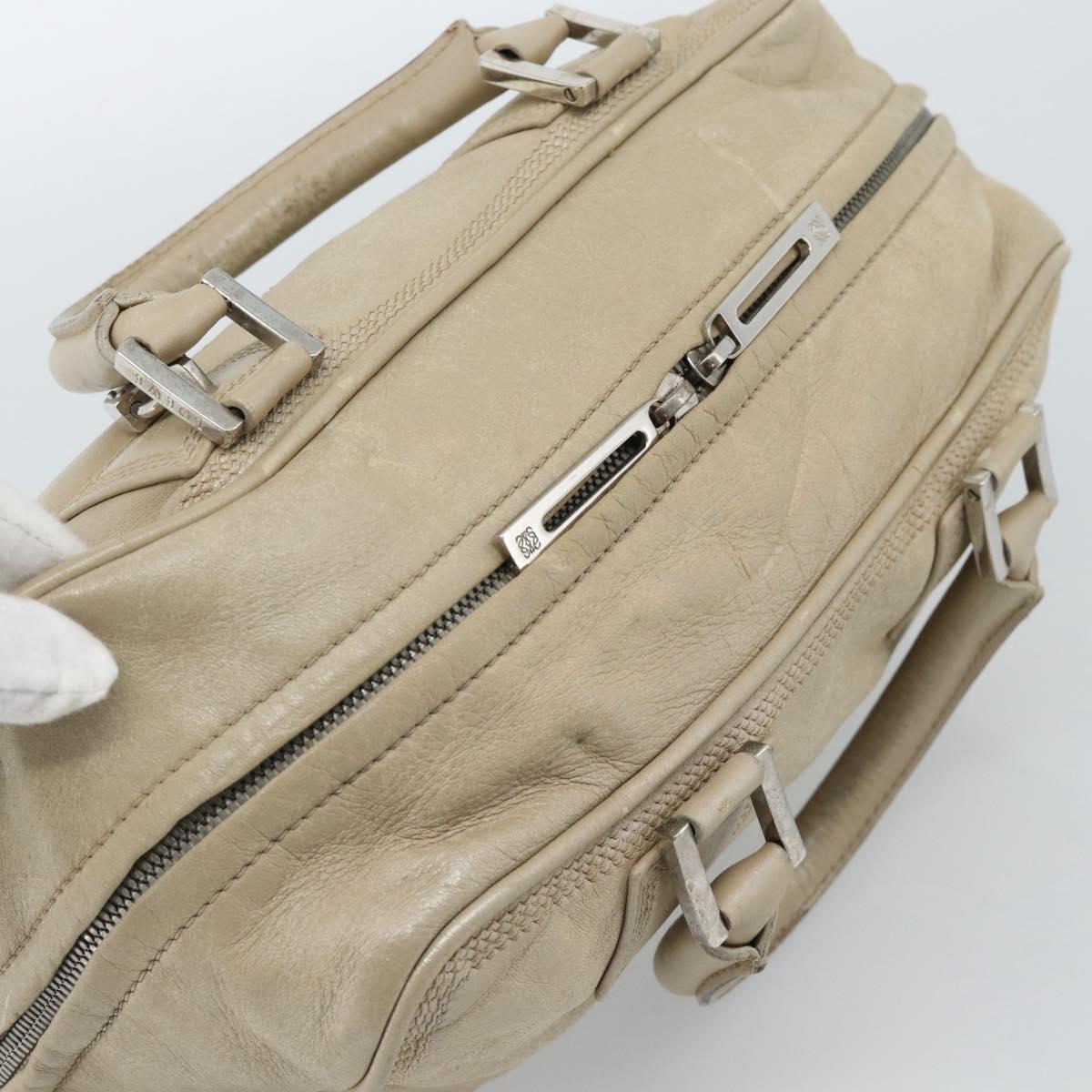LOEWE Anagram Hand Bag Leather Beige Silver Auth bs35492 - Jerrillo image 6