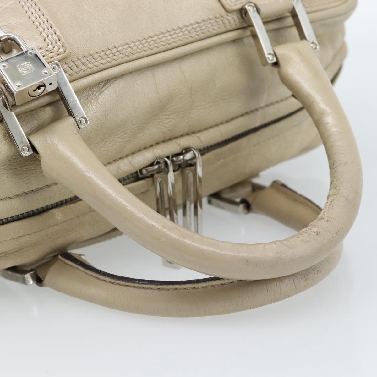 LOEWE Anagram Hand Bag Leather Beige Silver Auth bs35492 - Jerrillo image 7
