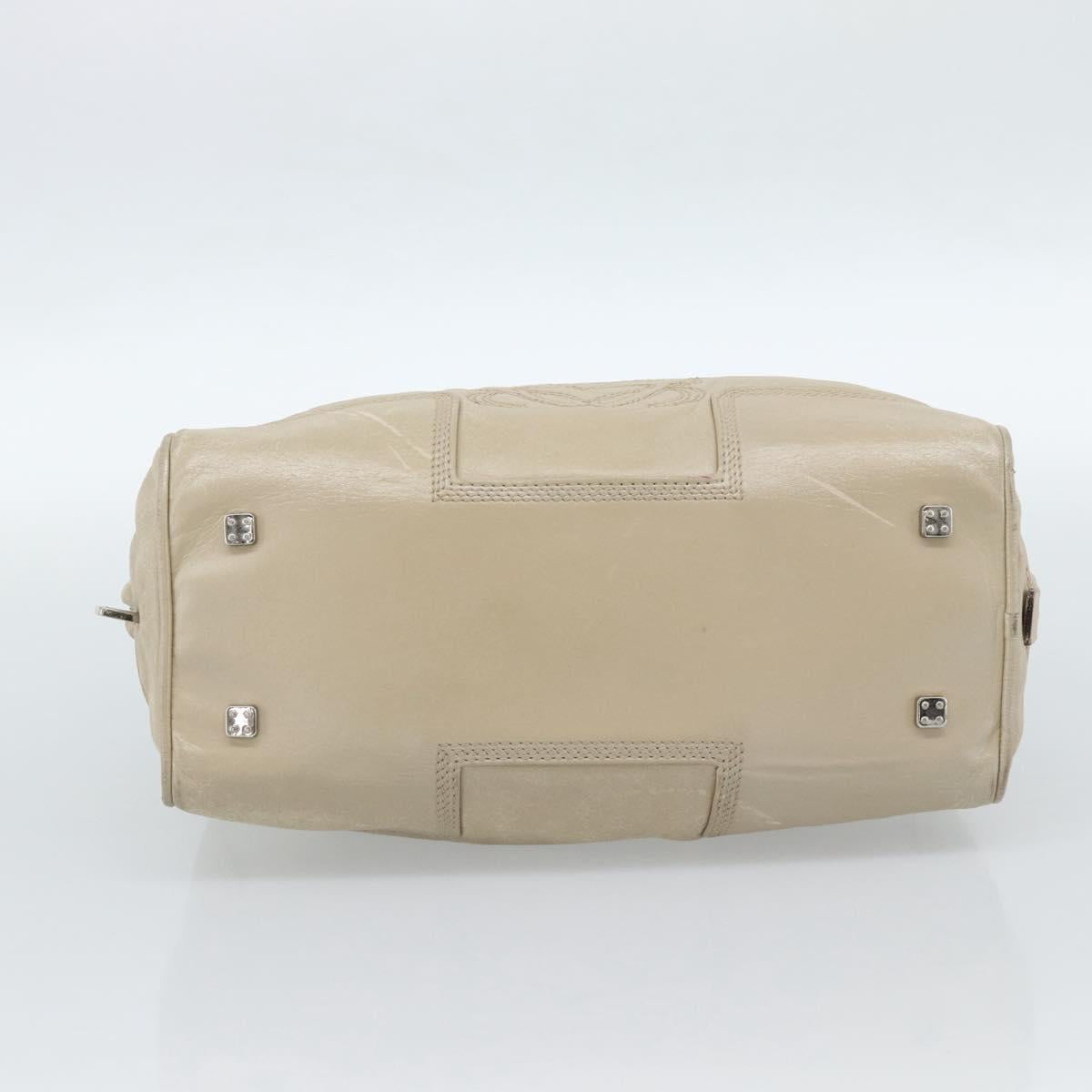 LOEWE Anagram Hand Bag Leather Beige Silver Auth bs35492 - Jerrillo image 5