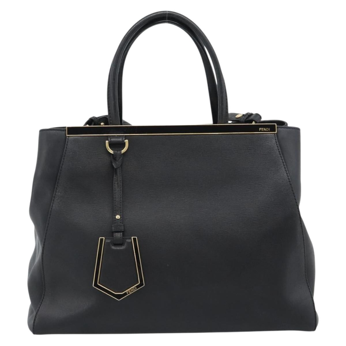 FENDI Tote Bag Leather 2way Black Gold Auth bs35580 - Jerrillo image 2