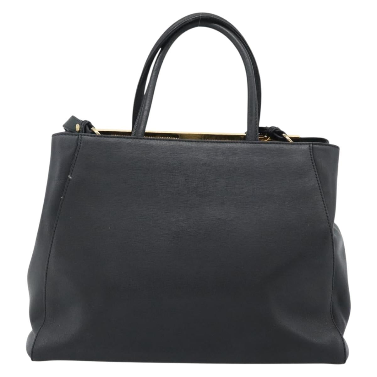 FENDI Tote Bag Leather 2way Black Gold Auth bs35580 - Jerrillo image 3