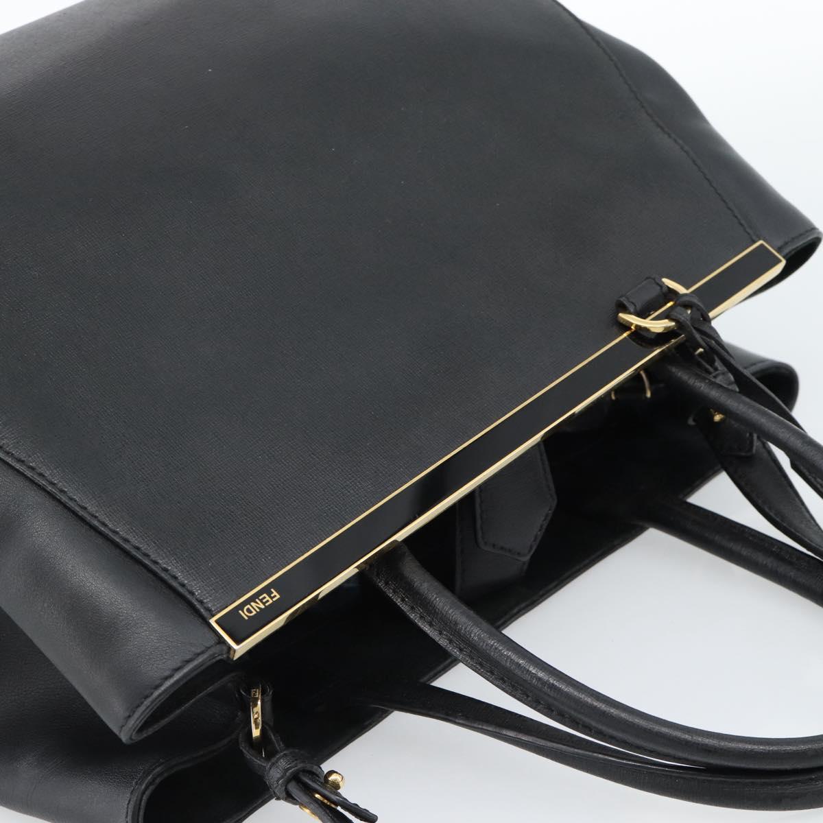 FENDI Tote Bag Leather 2way Black Gold Auth bs35580 - Jerrillo image 6