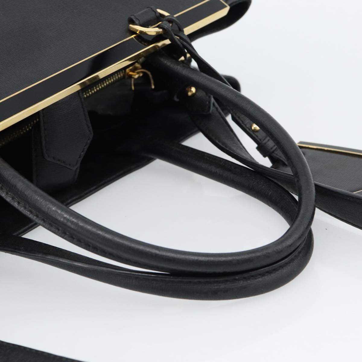 FENDI Tote Bag Leather 2way Black Gold Auth bs35580 - Jerrillo image 7