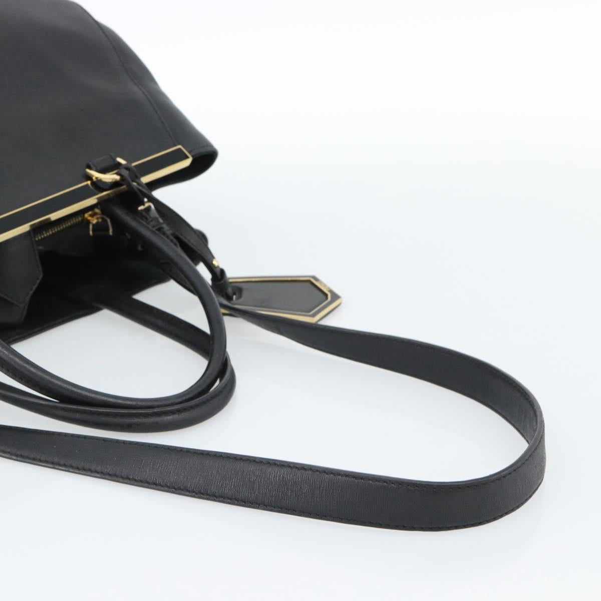 FENDI Tote Bag Leather 2way Black Gold Auth bs35580 - Jerrillo image 9
