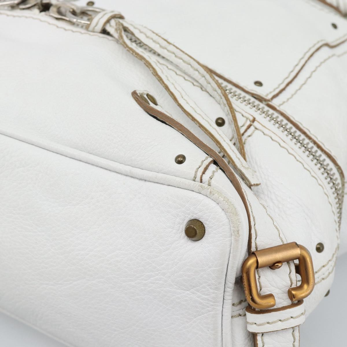 Chloe Paddington Tote Bag Leather White Gold Silver Auth bs35586A - Jerrillo image 9