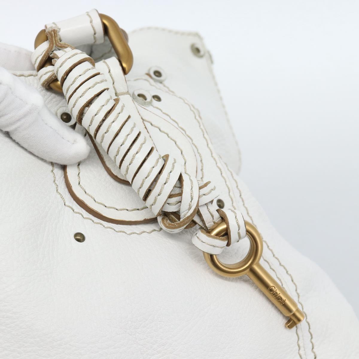 Chloe Paddington Tote Bag Leather White Gold Silver Auth bs35586A - Jerrillo image 10