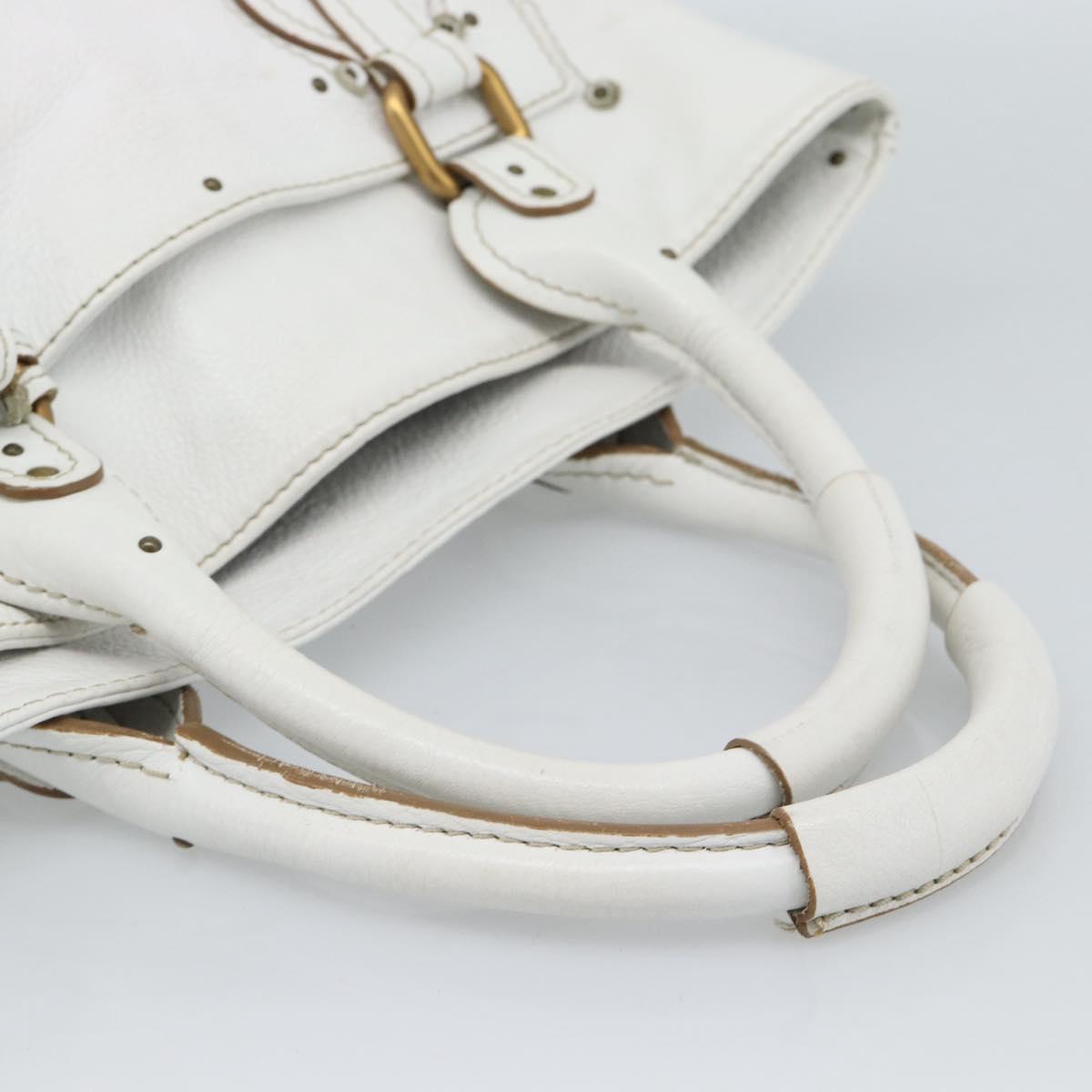 Chloe Paddington Tote Bag Leather White Gold Silver Auth bs35586A - Jerrillo image 7