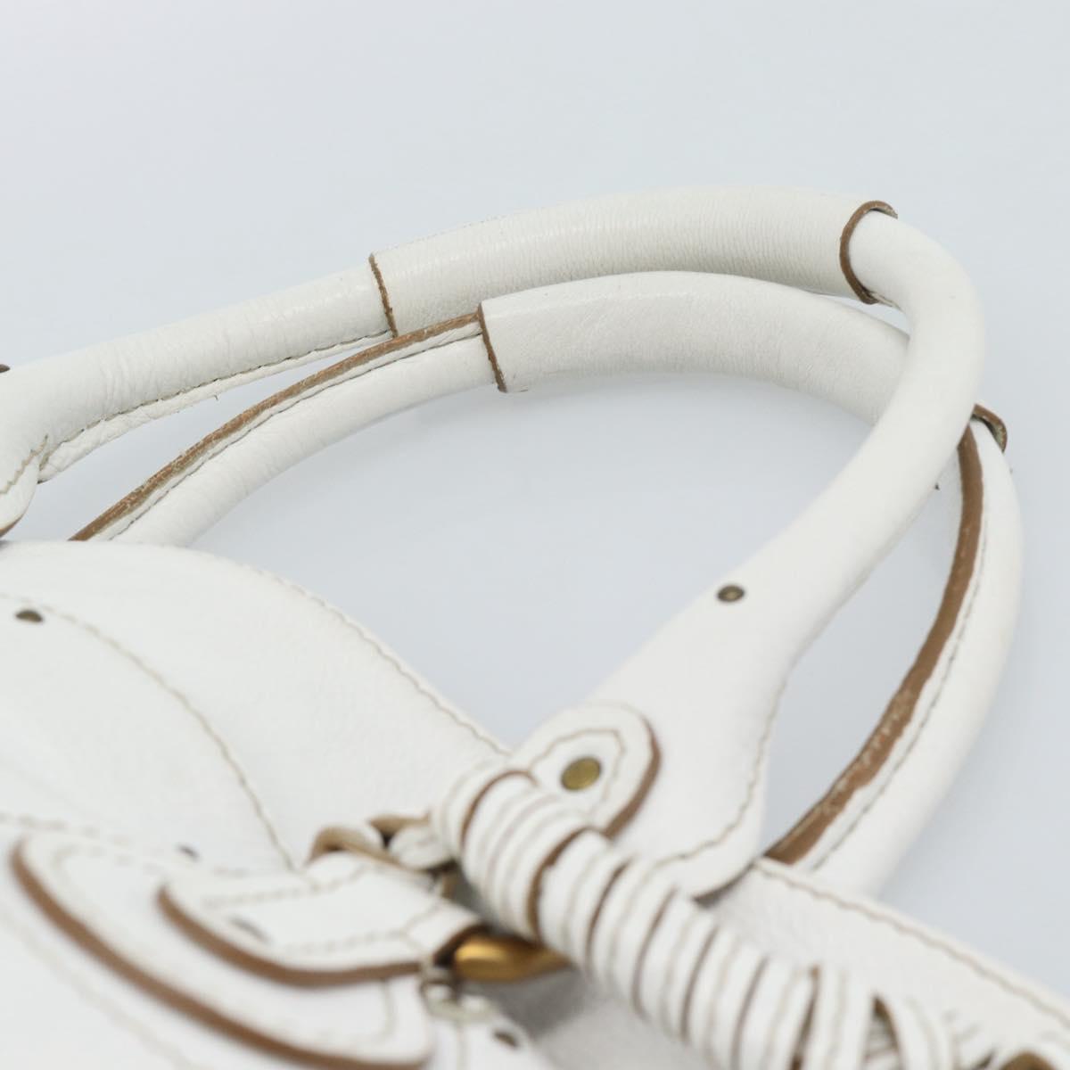 Chloe Paddington Tote Bag Leather White Gold Silver Auth bs35586A - Jerrillo image 8