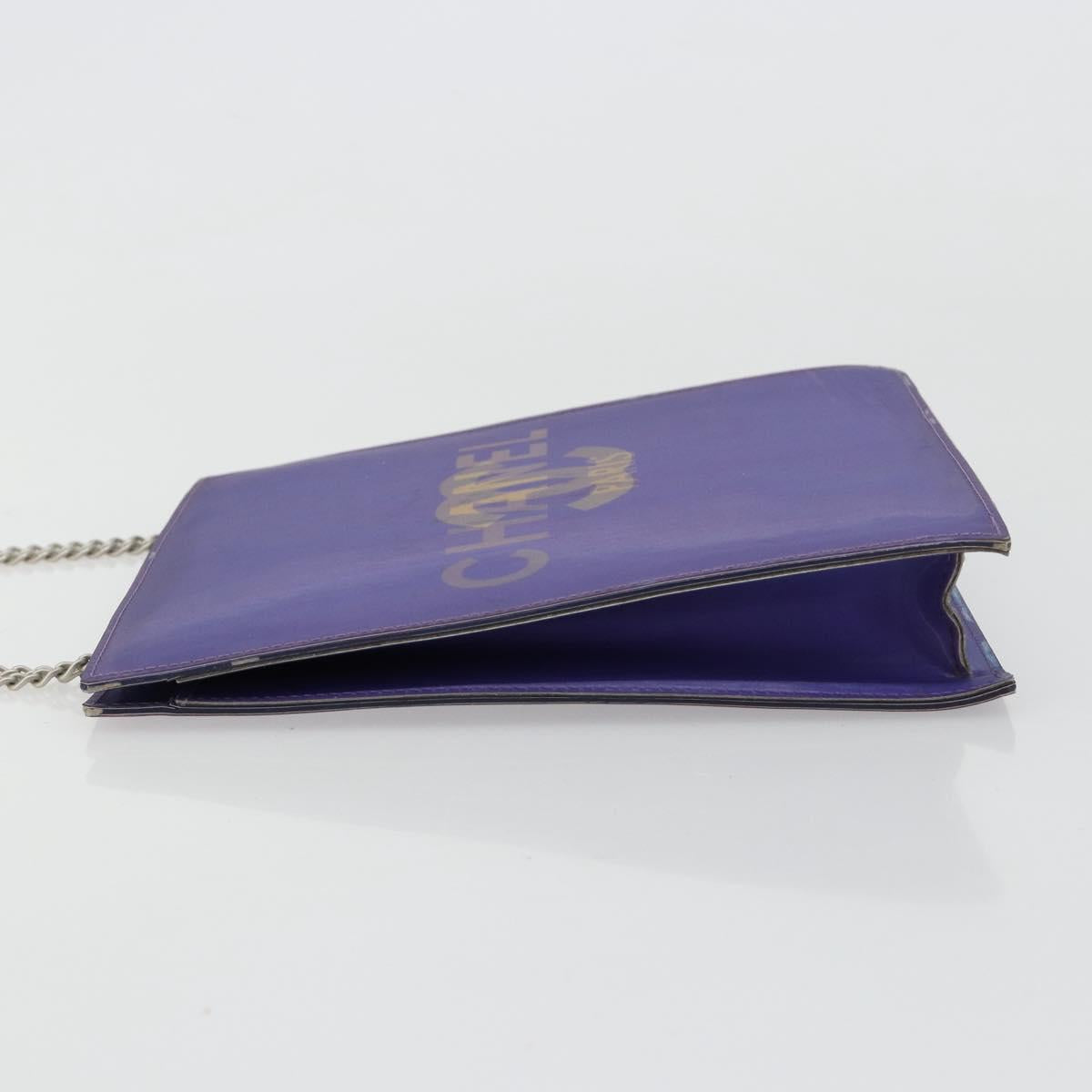 CHANEL Hologram Line Chain Shoulder Bag Nylon Purple Silver CC Auth bs35589A - Jerrillo image 4