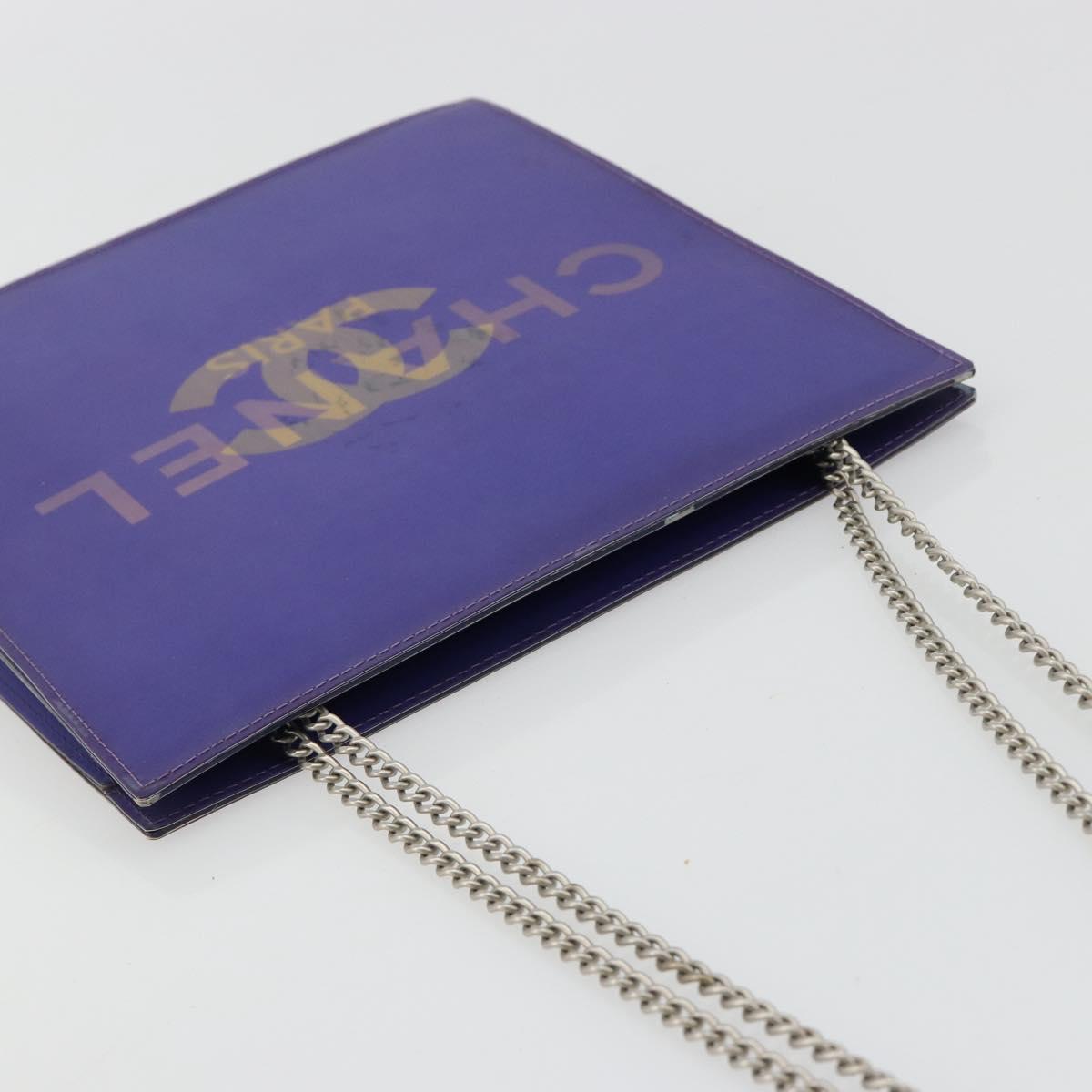 CHANEL Hologram Line Chain Shoulder Bag Nylon Purple Silver CC Auth bs35589A - Jerrillo image 6