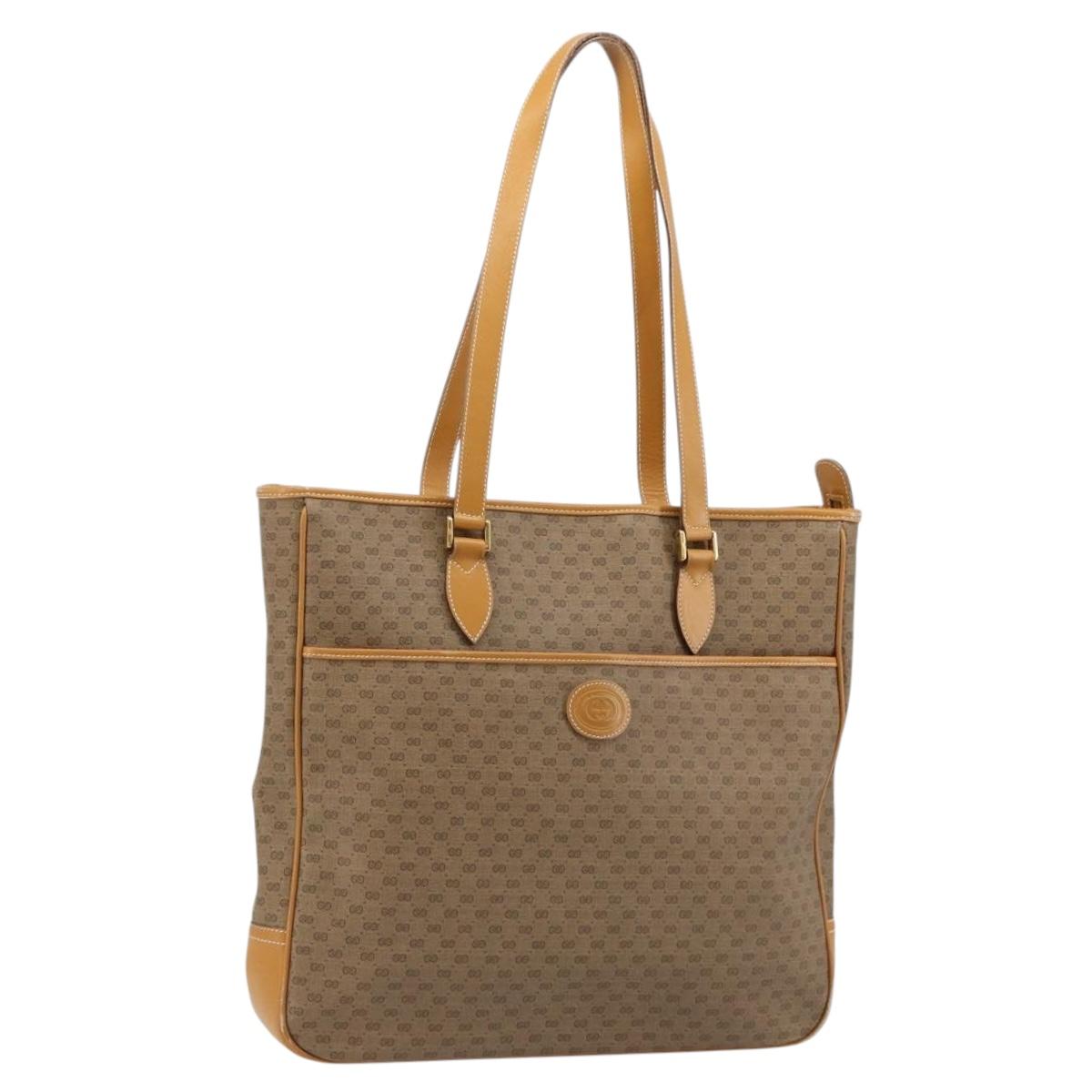 GUCCI Micro GG Supreme Tote Bag PVC Beige Gold Auth ep14645 - Jerrillo