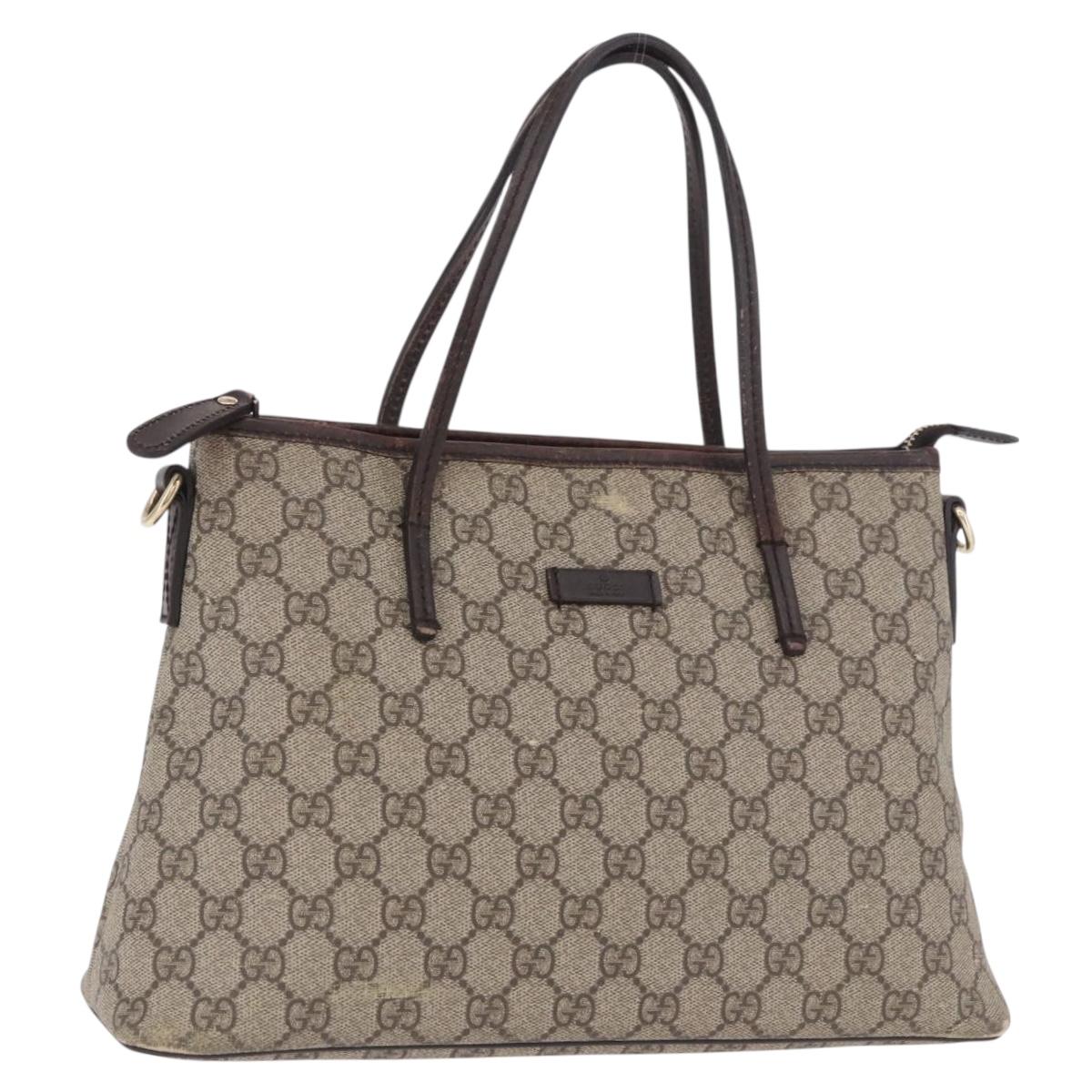 GUCCI GG Supreme Hand Bag PVC Beige Gold 353440 Auth ep14684 - Jerrillo