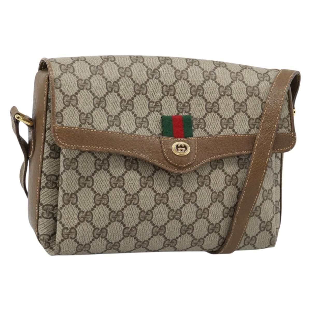 GUCCI GG Supreme Web Sherry Line Bag PVC Beige Gold 904 02 084 Auth ep14773 - Jerrillo