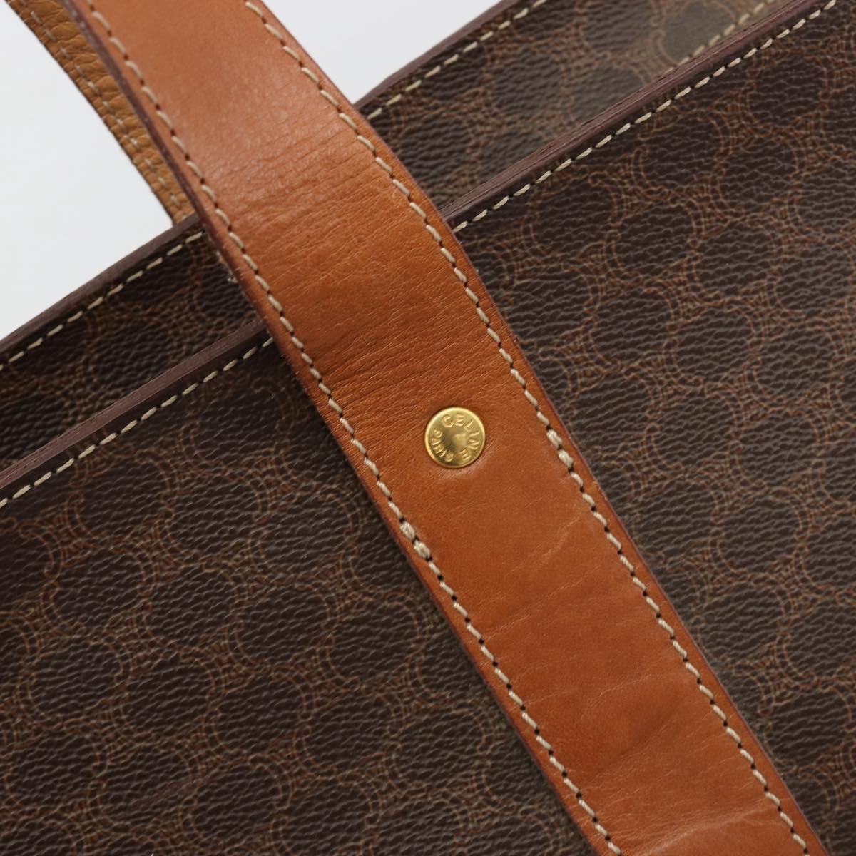 CELINE Macadam Canvas Tote Bag PVC Leather Brown Gold Auth ep14781 - Jerrillo image 9