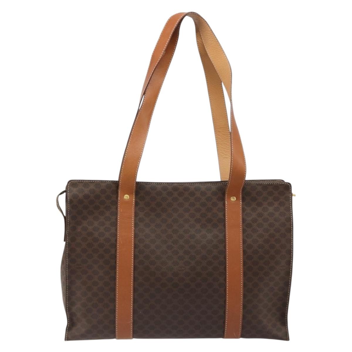 CELINE Macadam Canvas Tote Bag PVC Leather Brown Gold Auth ep14781 - Jerrillo image 2