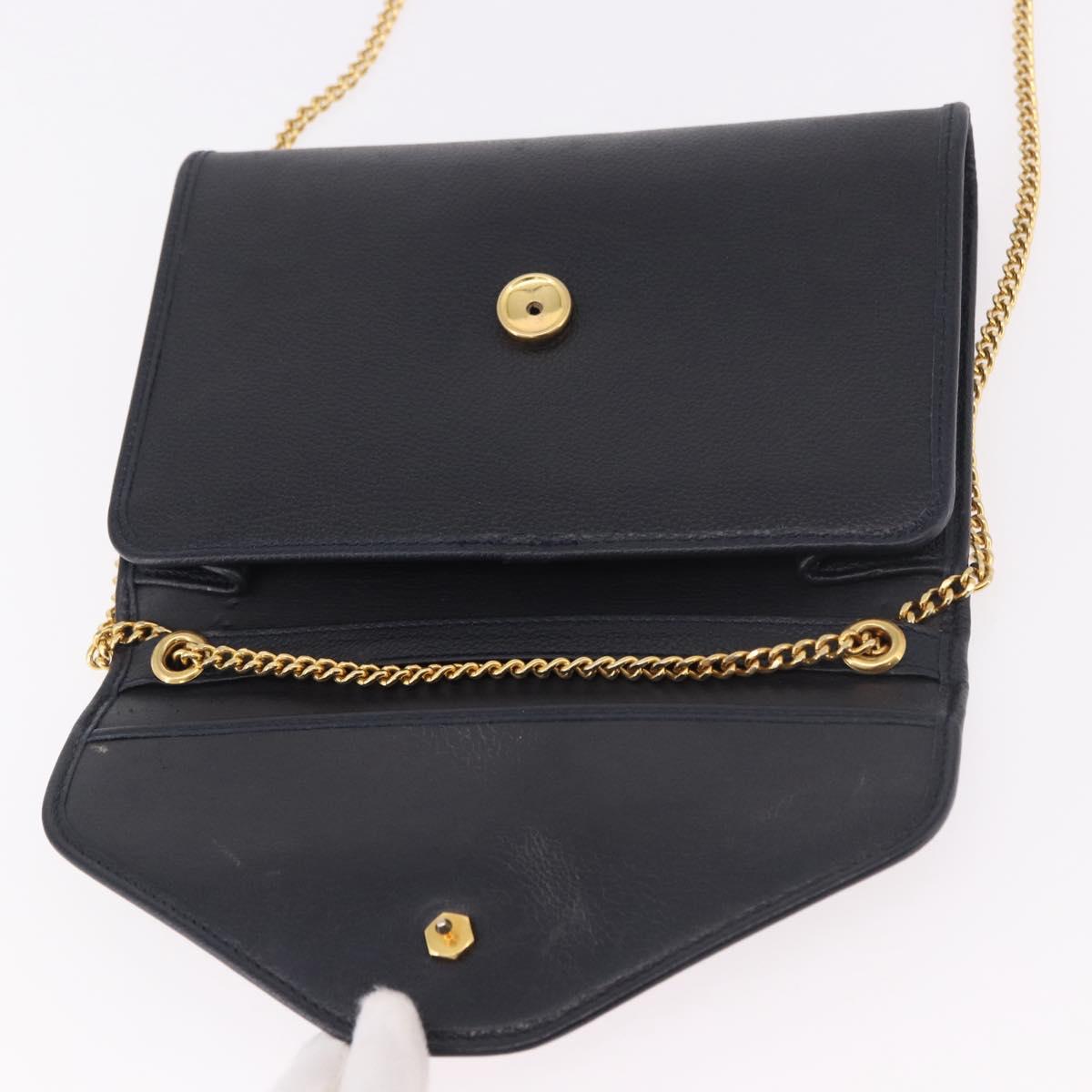 Christian Dior Chain Shoulder Bag Leather Black Gold Auth ep14836 - Jerrillo image 10