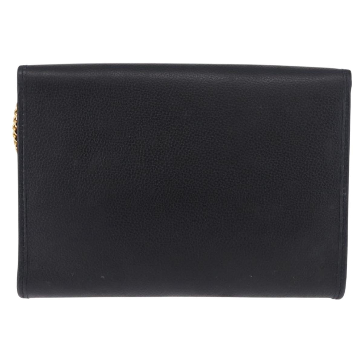 Christian Dior Chain Shoulder Bag Leather Black Gold Auth ep14836 - Jerrillo image 2
