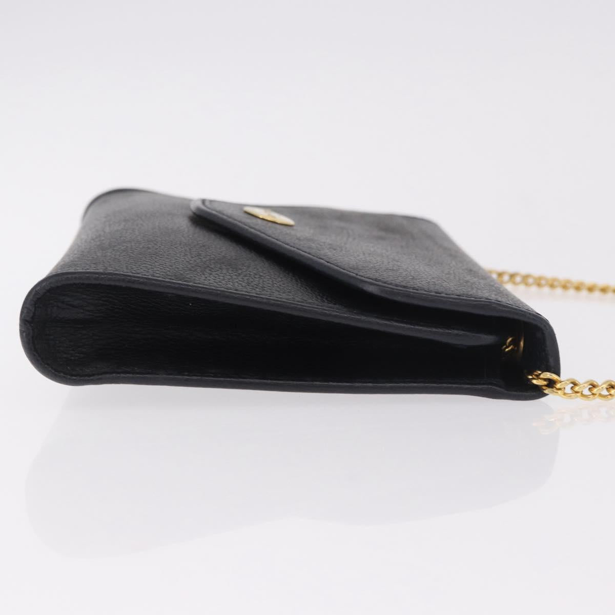 Christian Dior Chain Shoulder Bag Leather Black Gold Auth ep14836 - Jerrillo image 3