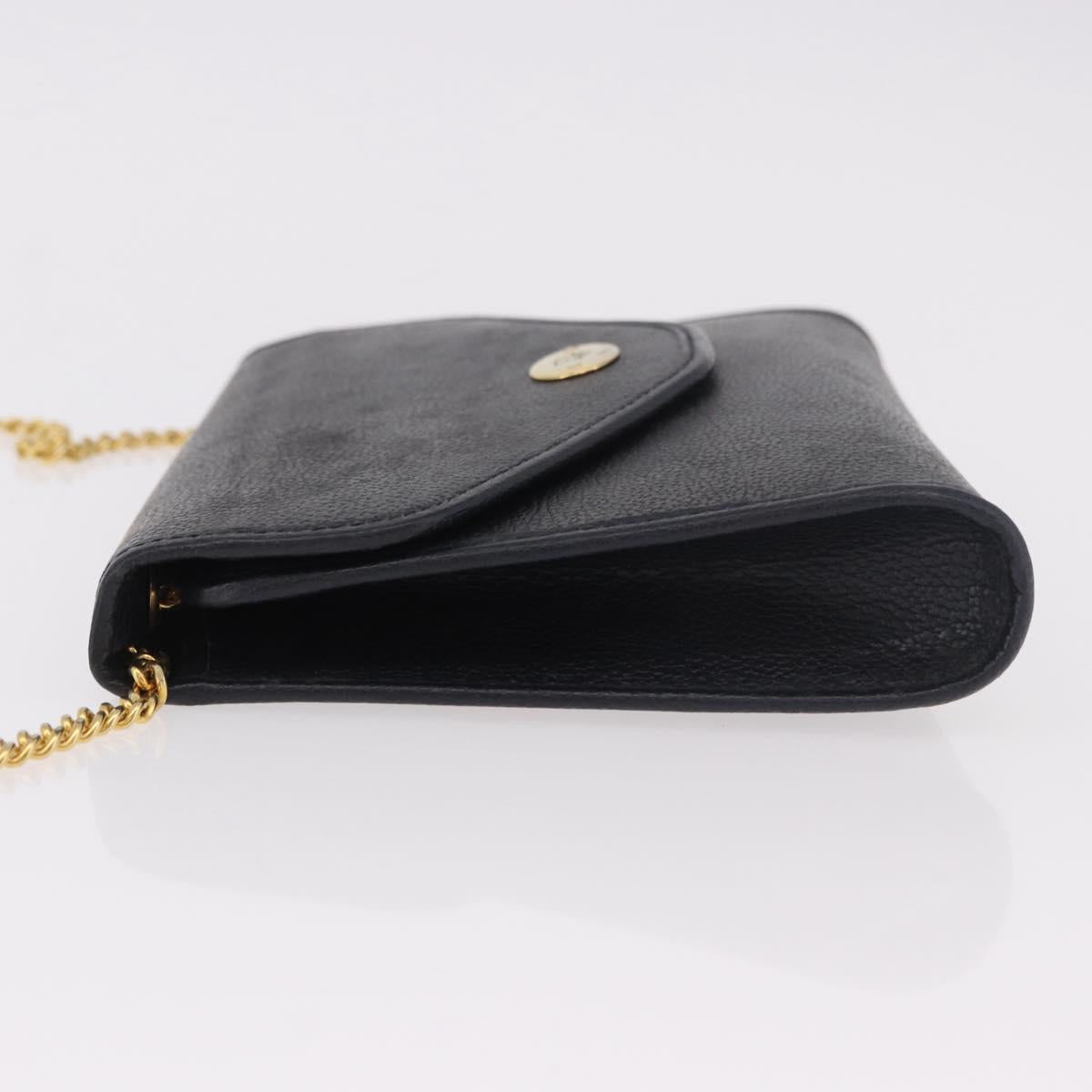 Christian Dior Chain Shoulder Bag Leather Black Gold Auth ep14836 - Jerrillo image 4