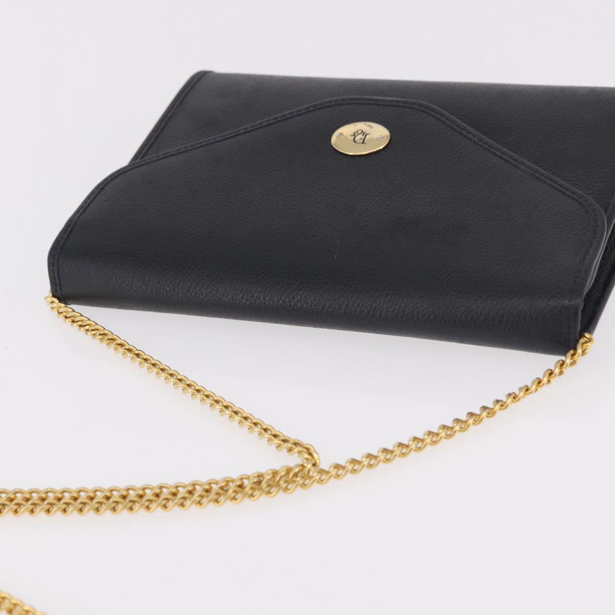 Christian Dior Chain Shoulder Bag Leather Black Gold Auth ep14836 - Jerrillo image 6