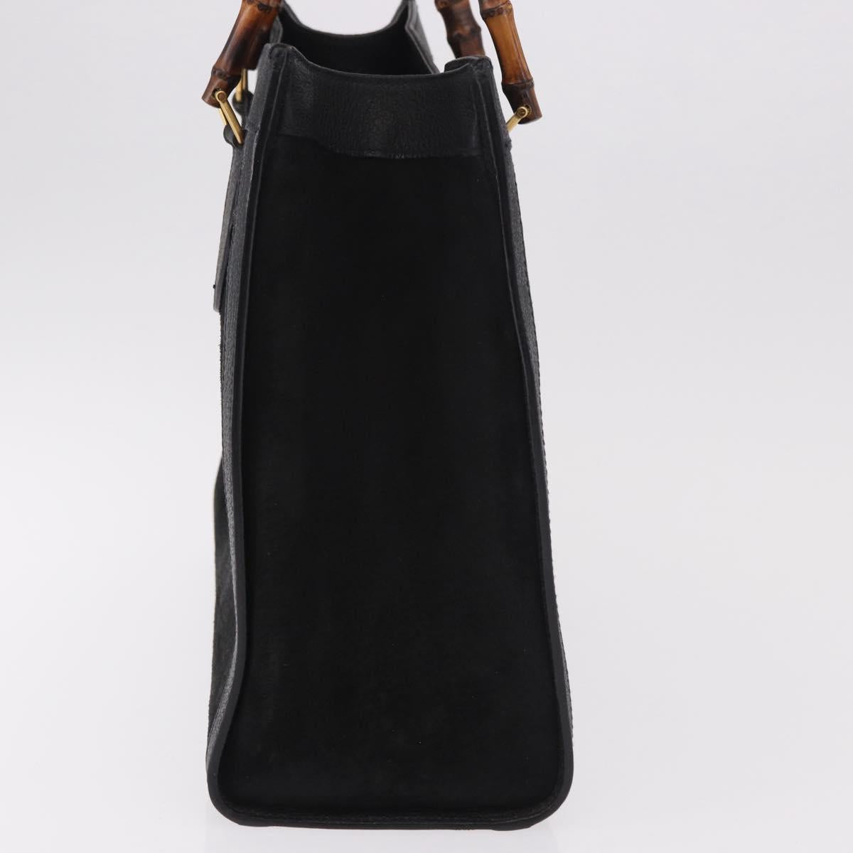 GUCCI Bamboo Hand Bag Suede Black Gold Auth ep14851 - Jerrillo image 4