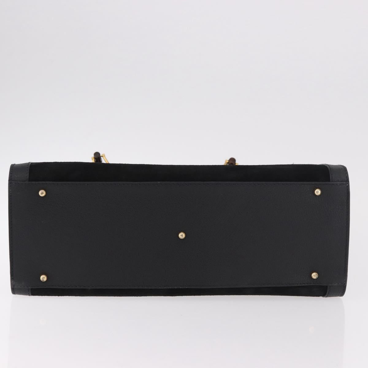 GUCCI Bamboo Hand Bag Suede Black Gold Auth ep14851 - Jerrillo image 5