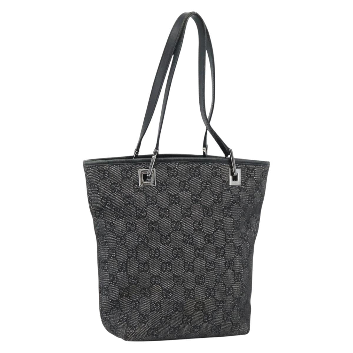 GUCCI GG Canvas Tote Bag Black Silver 31244 Auth ep14868 - Jerrillo