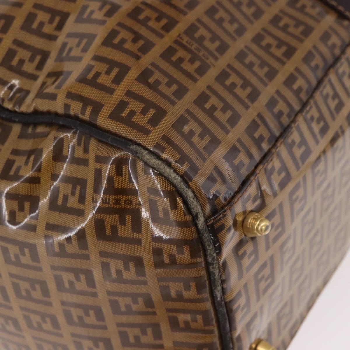 FENDI Zucchino Canvas Boston Bag Coated Canvas Beige Gold Auth gh2058 - Jerrillo image 10