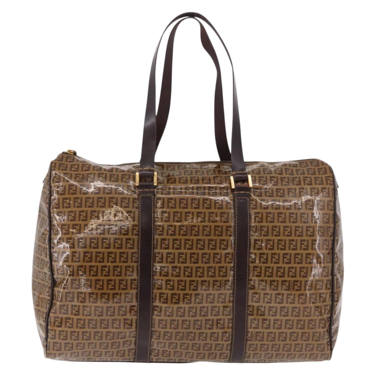 FENDI Zucchino Canvas Boston Bag Coated Canvas Beige Gold Auth gh2058 - Jerrillo image 2