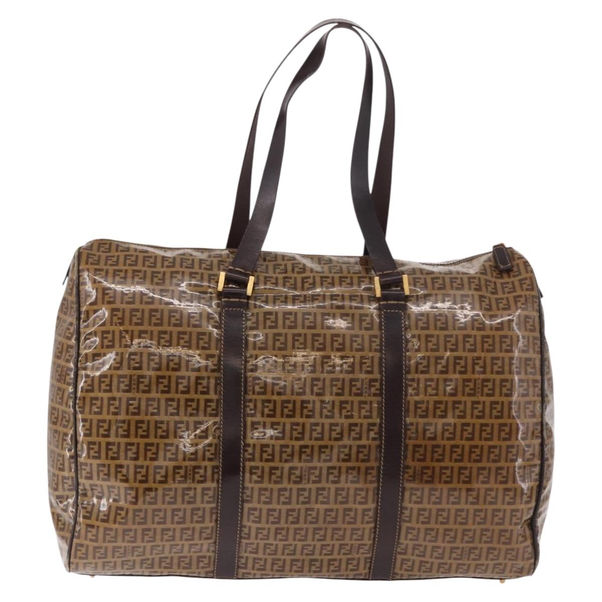 FENDI Zucchino Canvas Boston Bag Coated Canvas Beige Gold Auth gh2058 - Jerrillo image 3