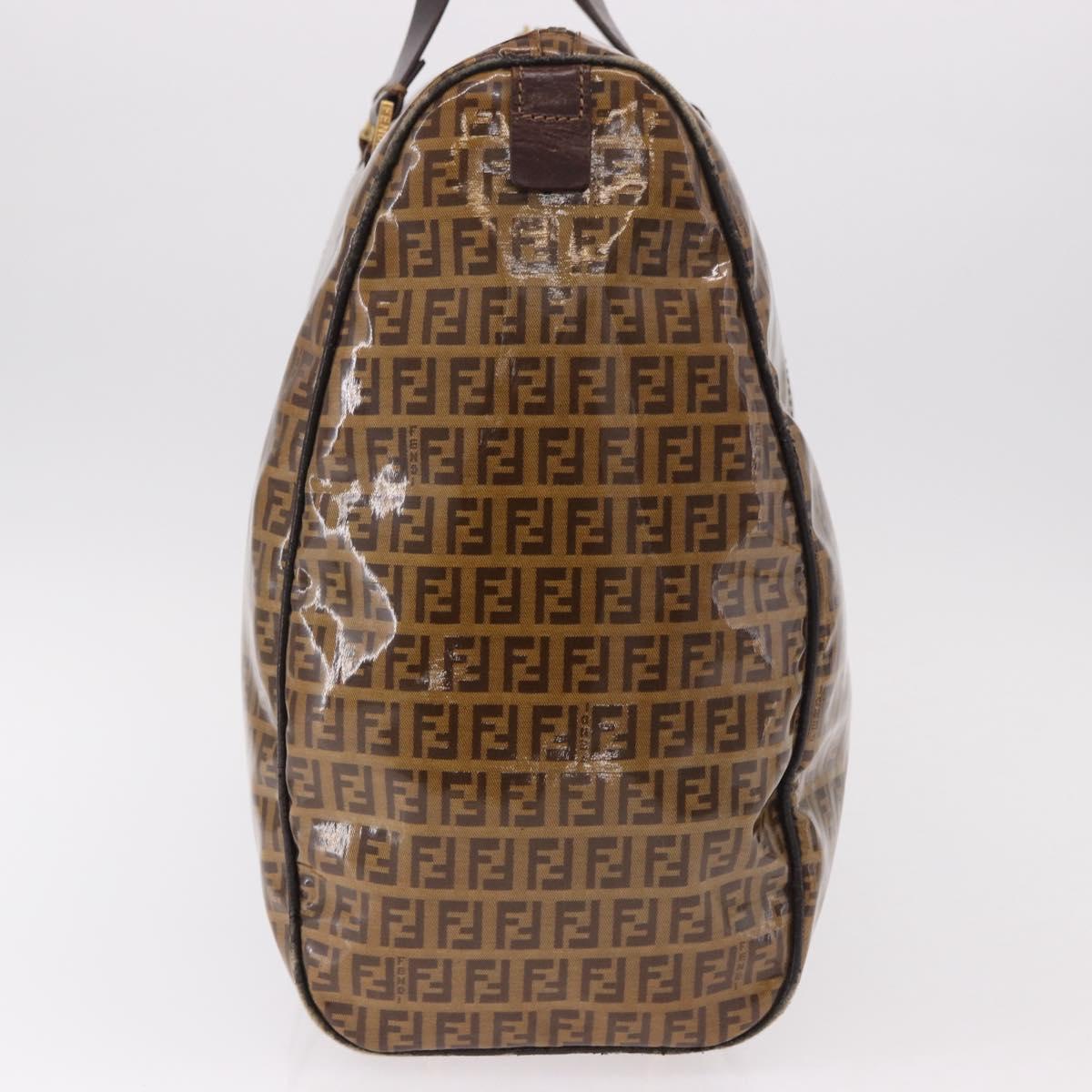 FENDI Zucchino Canvas Boston Bag Coated Canvas Beige Gold Auth gh2058 - Jerrillo image 4