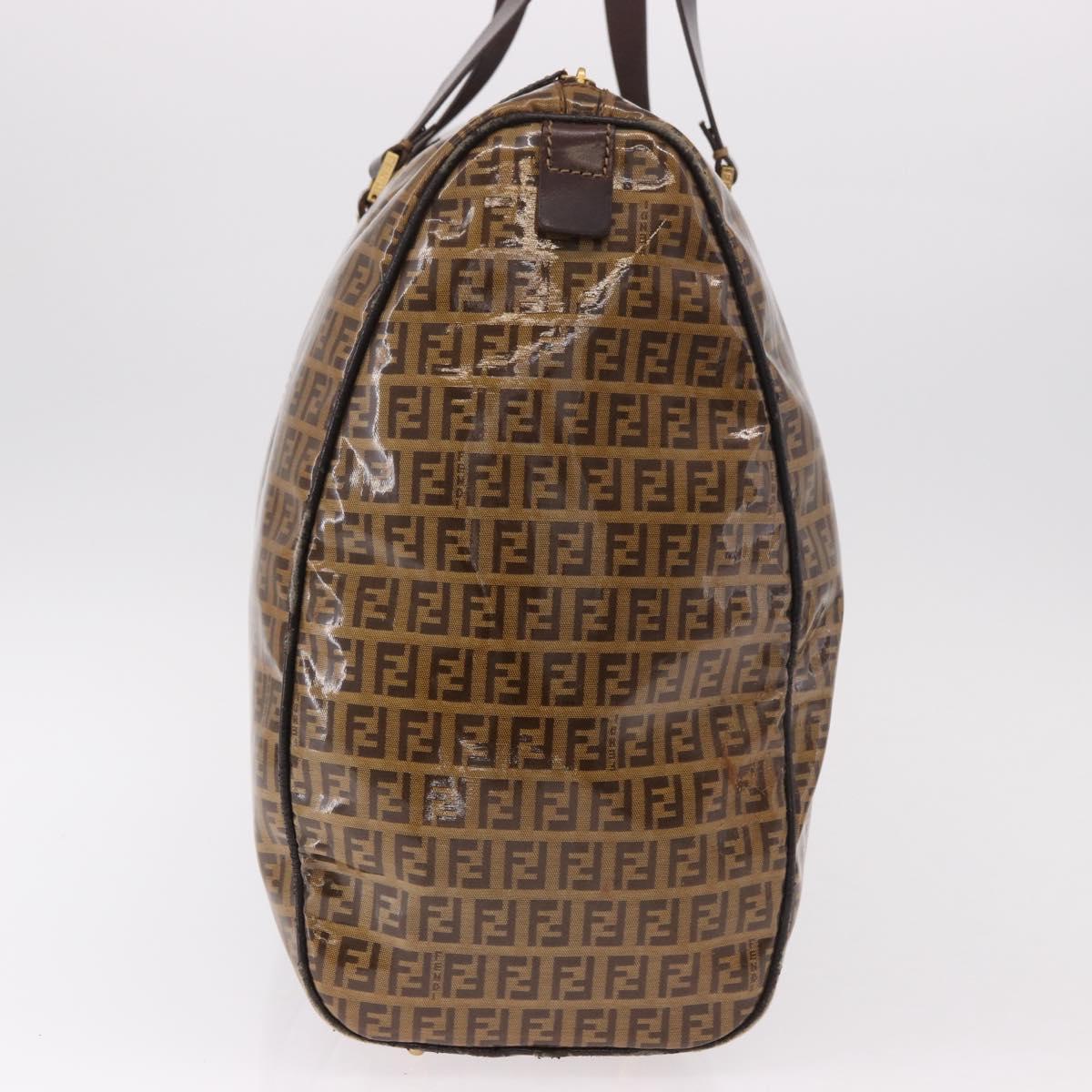 FENDI Zucchino Canvas Boston Bag Coated Canvas Beige Gold Auth gh2058 - Jerrillo image 5