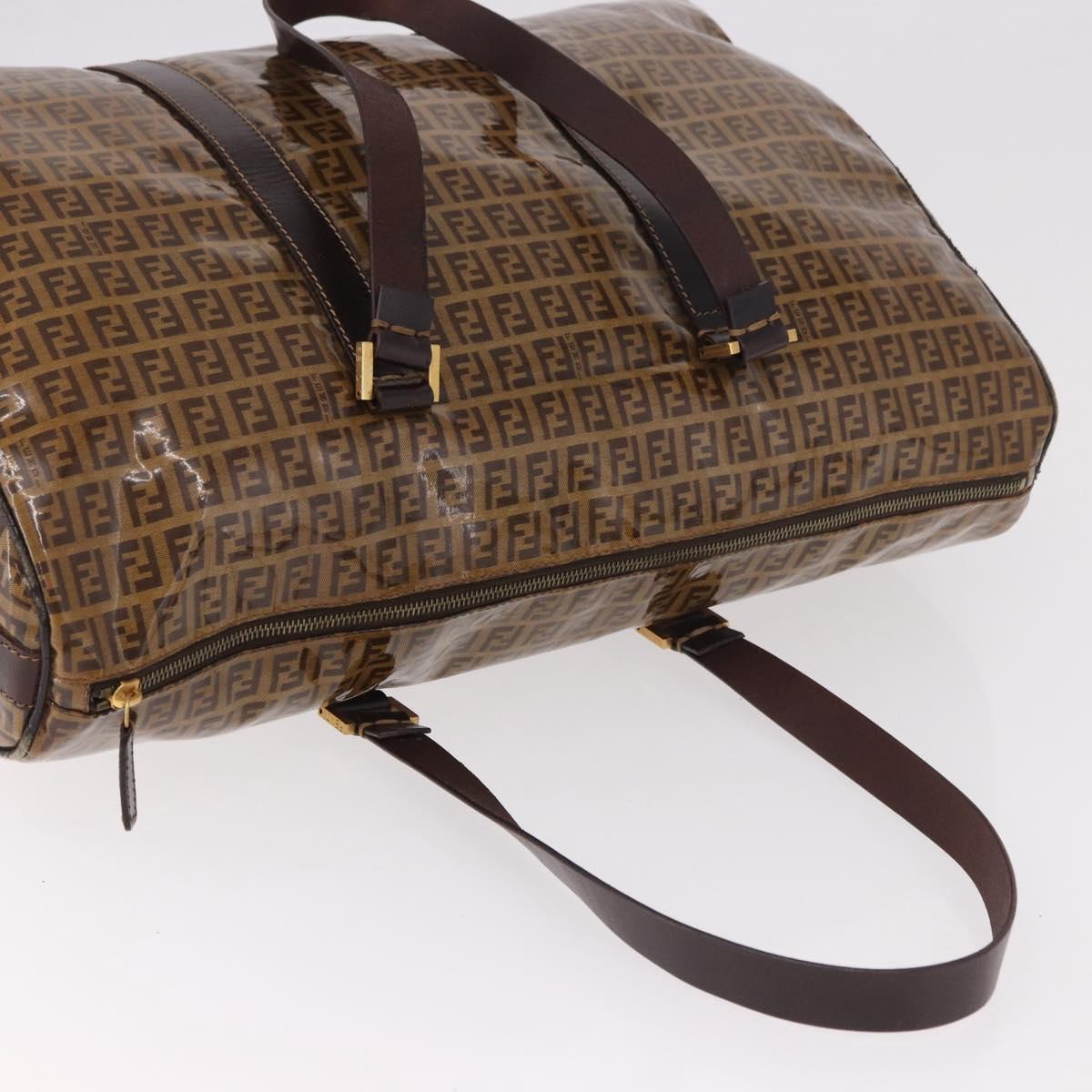 FENDI Zucchino Canvas Boston Bag Coated Canvas Beige Gold Auth gh2058 - Jerrillo image 6