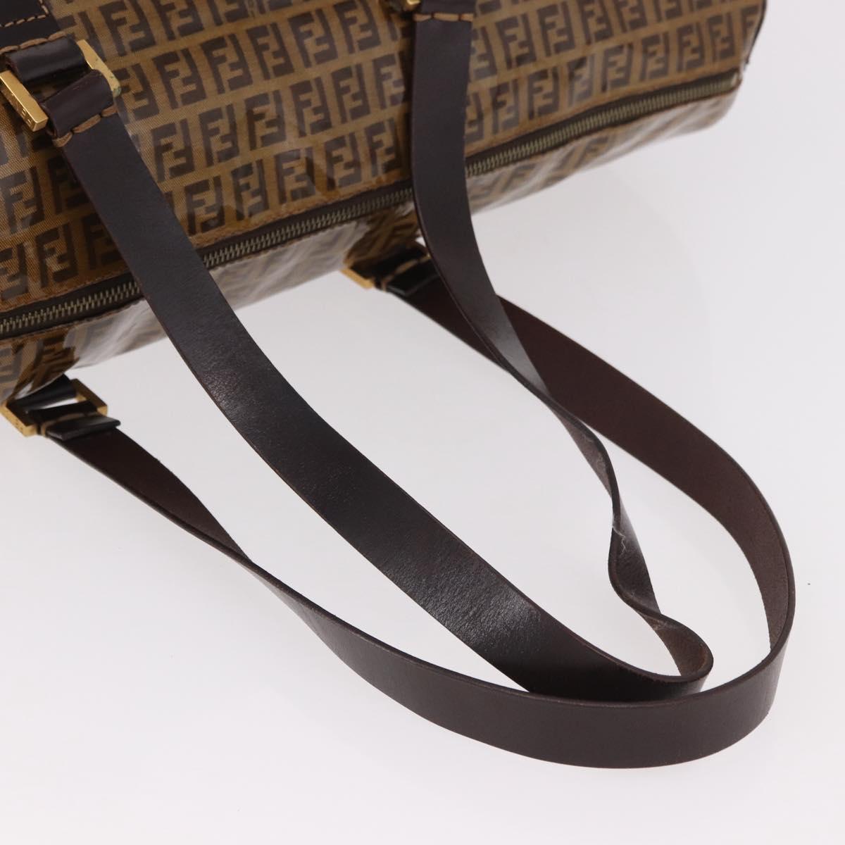 FENDI Zucchino Canvas Boston Bag Coated Canvas Beige Gold Auth gh2058 - Jerrillo image 7