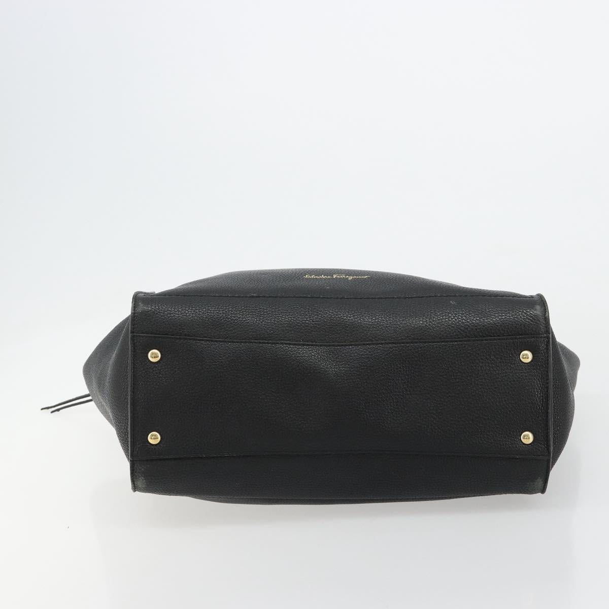 Salvatore Ferragamo Gancini Tote Bag Leather Black Gold Auth gh2138 - Jerrillo image 9