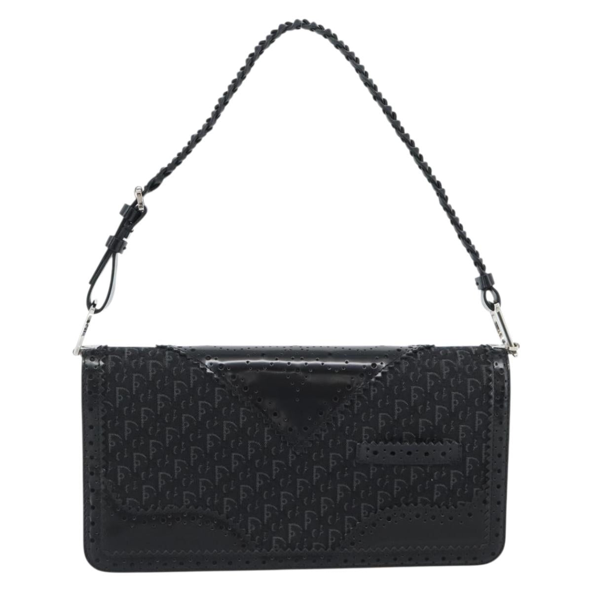Christian Dior Trotter Canvas Shoulder Bag Black Silver Auth hk2968A - Jerrillo image 2