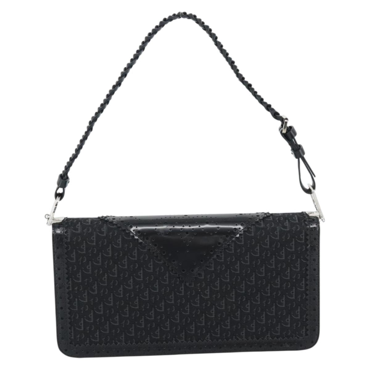 Christian Dior Trotter Canvas Shoulder Bag Black Silver Auth hk2968A - Jerrillo image 3