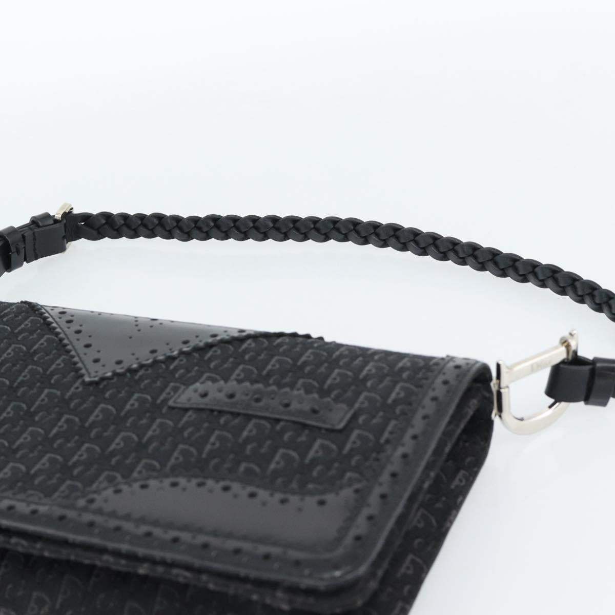 Christian Dior Trotter Canvas Shoulder Bag Black Silver Auth hk2968A - Jerrillo image 8