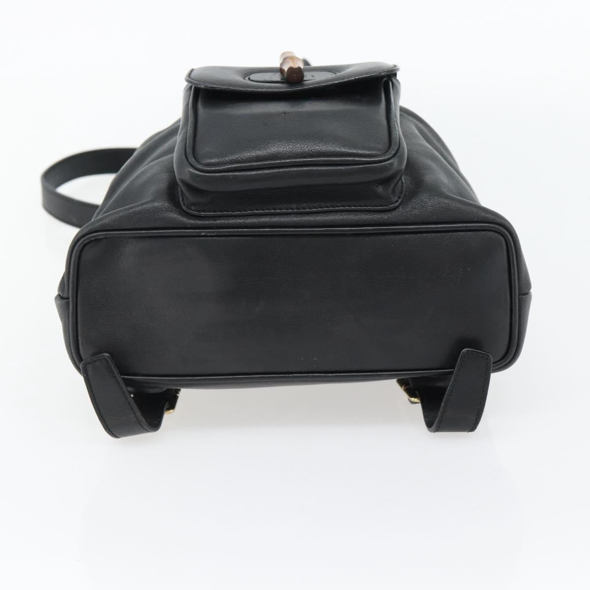 GUCCI Bamboo Backpack Leather Black Gold 003 2034 0030 Auth ka4402 - Jerrillo image 5