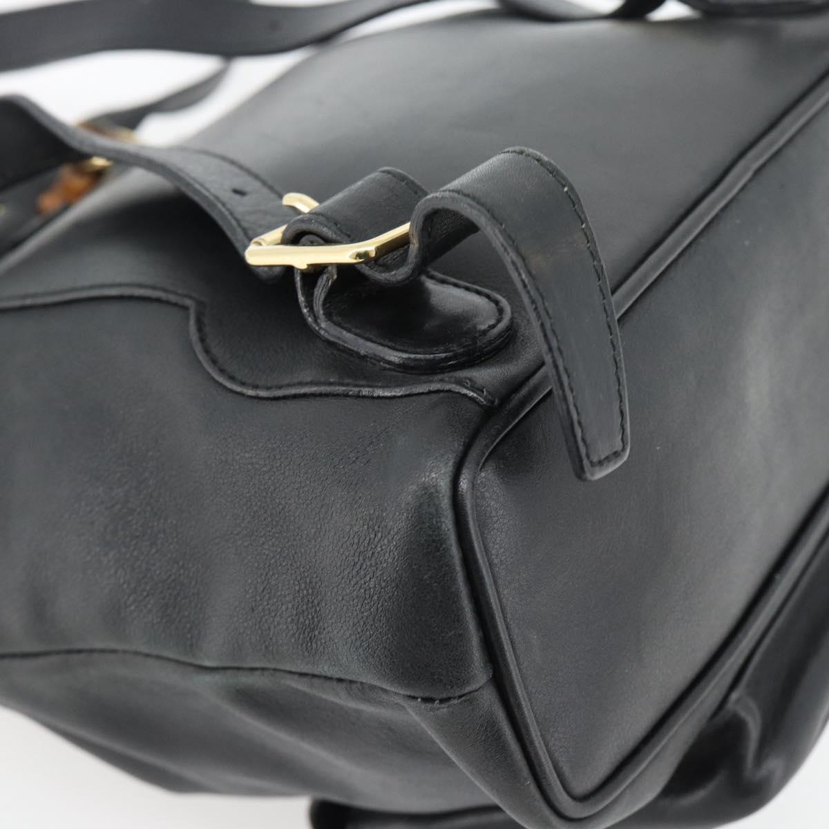 GUCCI Bamboo Backpack Leather Black Gold 003 2034 0030 Auth ka4402 - Jerrillo image 10